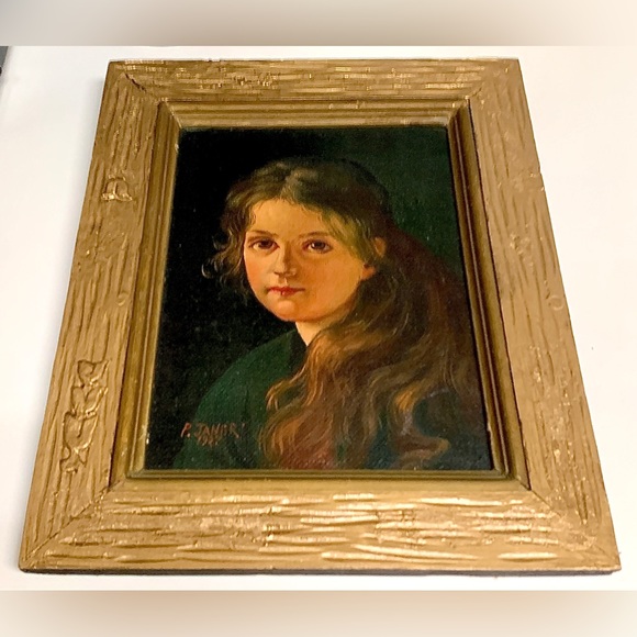 1937 Vintage Paul Janert Artist Signed Framed Oil Painting of Young Girl - Picture 3 of 16